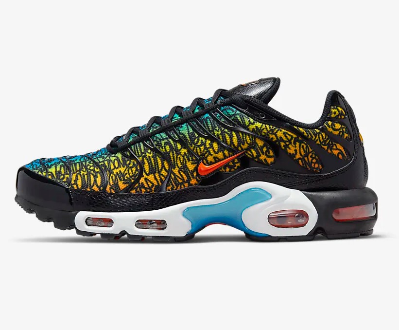 Nike Air Max Plus Baskets Basses Noir/Bleu photo/Jaune tour/Orange équipe