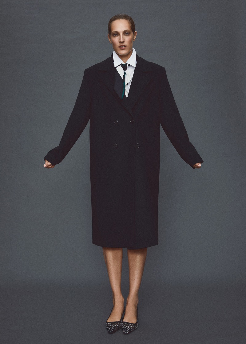 MANGO NIRVANA Manteau Tailored laine à double boutonnage noir 