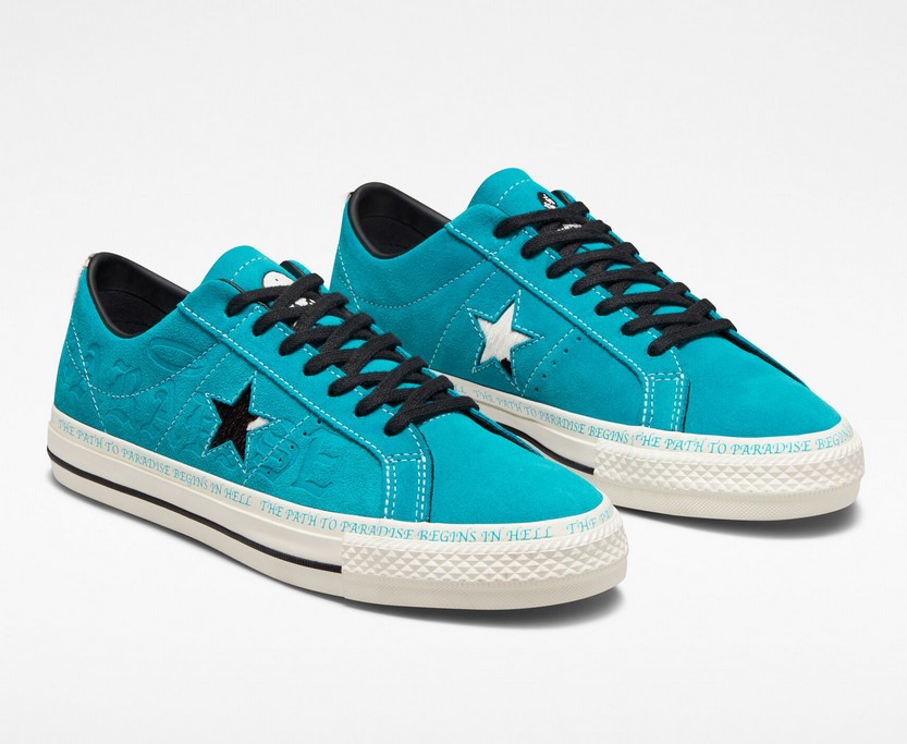 CONVERSE One Star Pro Sean Pablo Baskets Basses Blanc Turquoise rapide/Noir/Aigrette