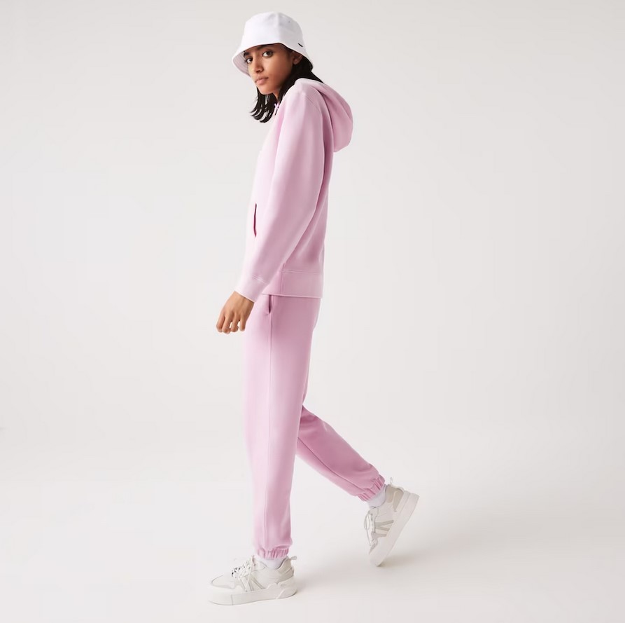 Pantalon de jogging Lacoste en coton mélangé uni Rose