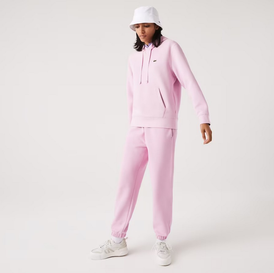 Pantalon de jogging Lacoste en coton mélangé uni Rose