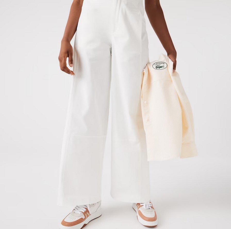 
Pantalon Femme Lacoste en gabardine de coton Blanc