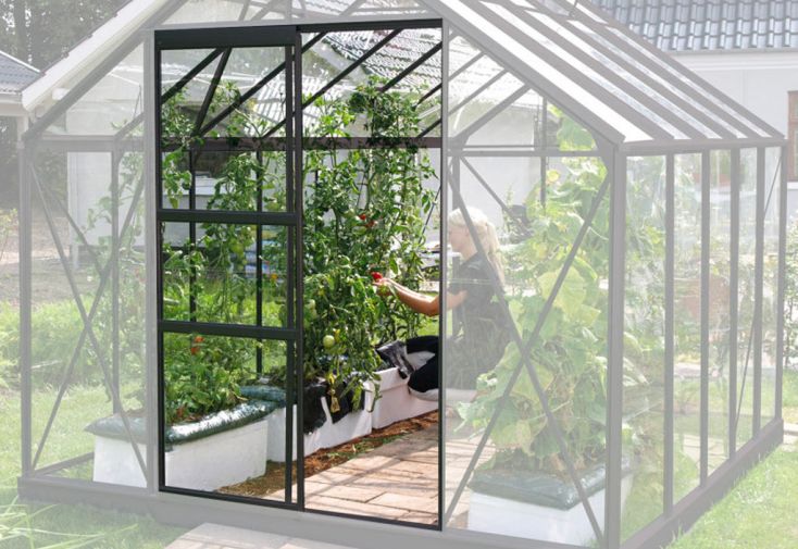 Serre de jardin aluminium et verre Allium Venus LAMS 2500 gris 2.50 m²