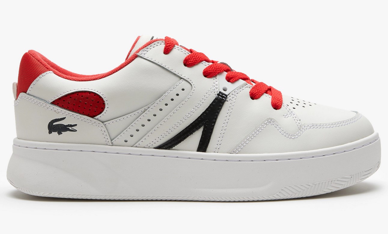 Sneakers L005 Lacoste en cuir avec détail coloré Blanc/Rouge