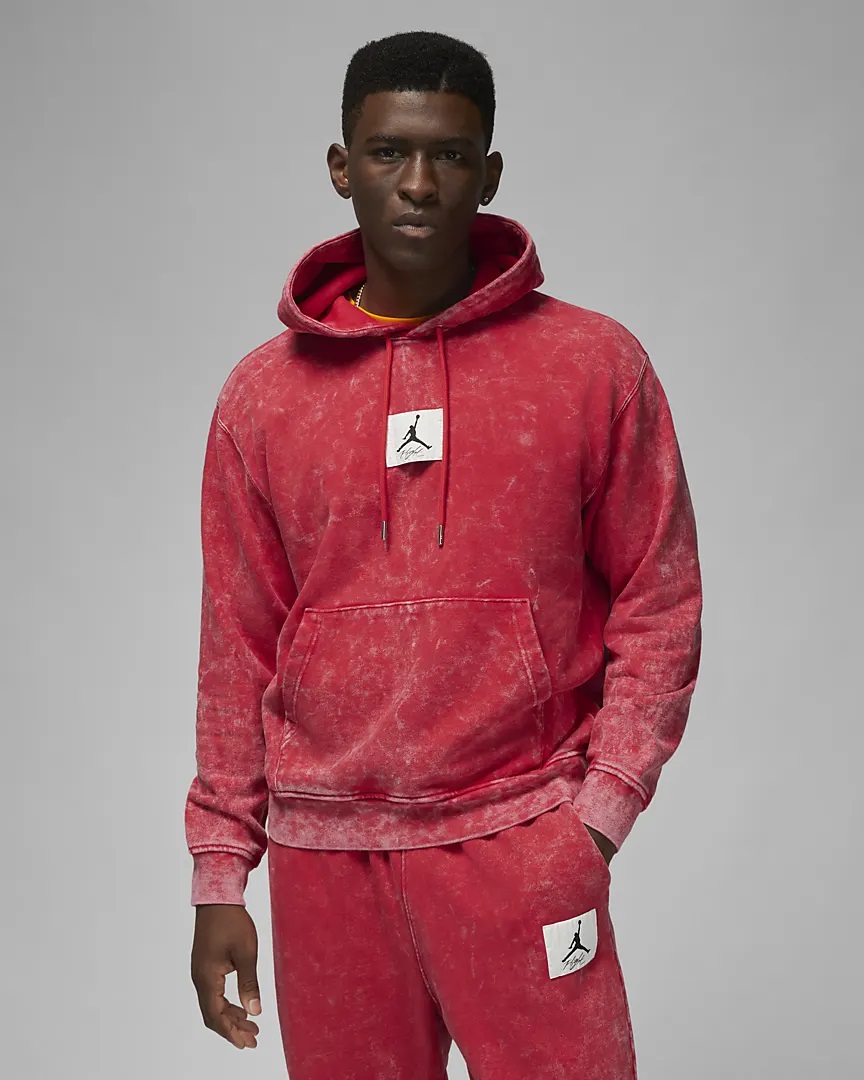 Jordan Essential Sweat à capuche en tissu Fleece délavé Rouge feu pour Homme