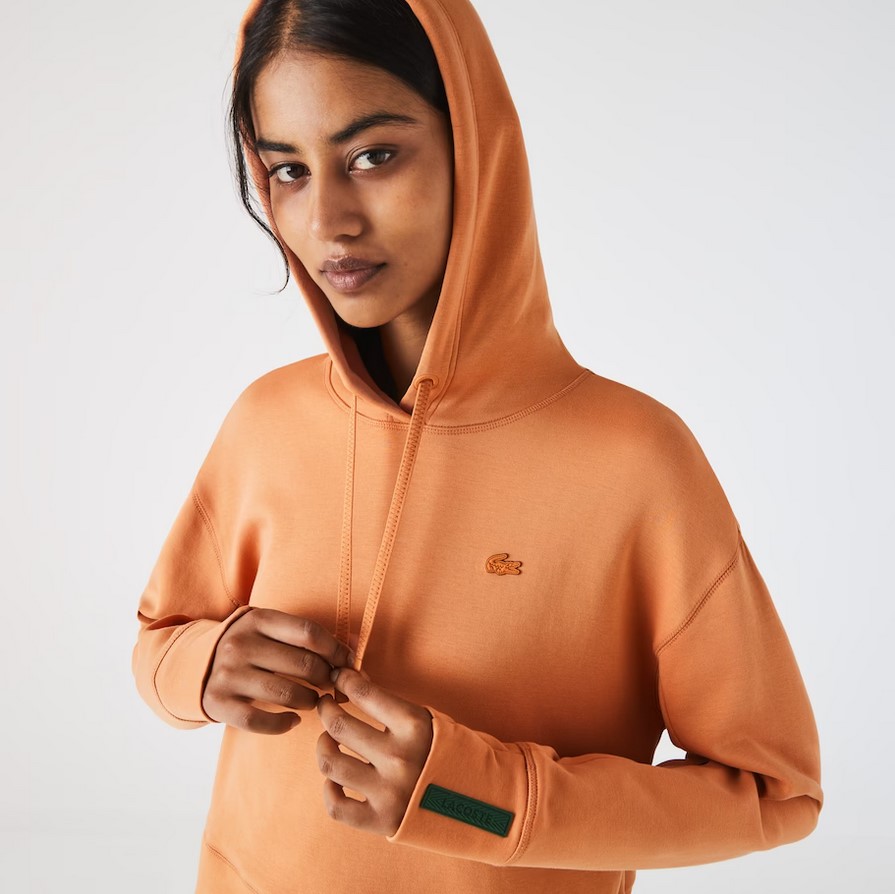 Sweatshirt à capuche Femme color-block Lacoste avec passe-pouce Orange