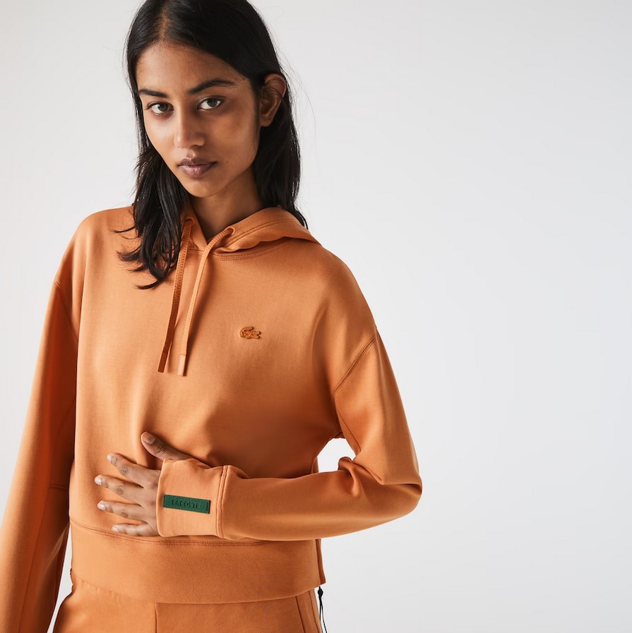 Sweatshirt à capuche Femme color-block Lacoste avec passe-pouce Orange