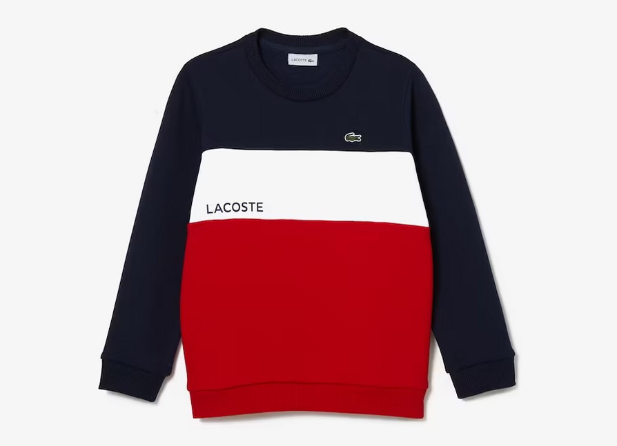 Sweatshirt Garçon à col rond et marquage Lacoste Bleu Marine/Blanc/Rouge 