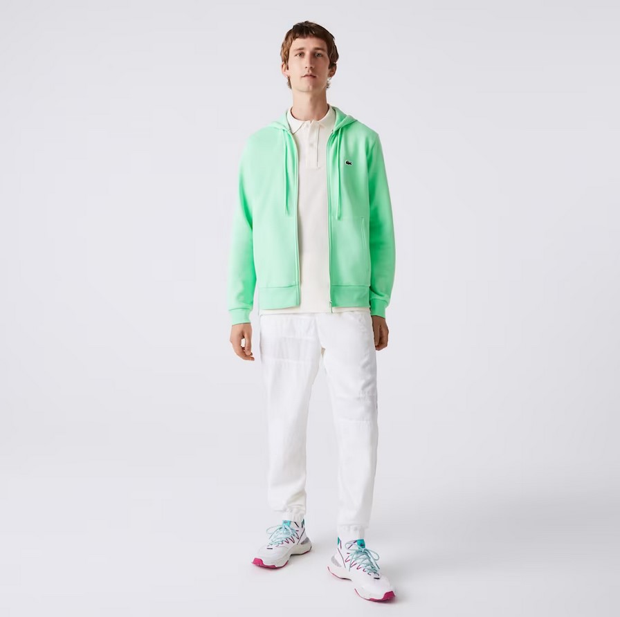 Sweatshirt Homme en molleton Lacoste avec poche kangourou Vert Clair