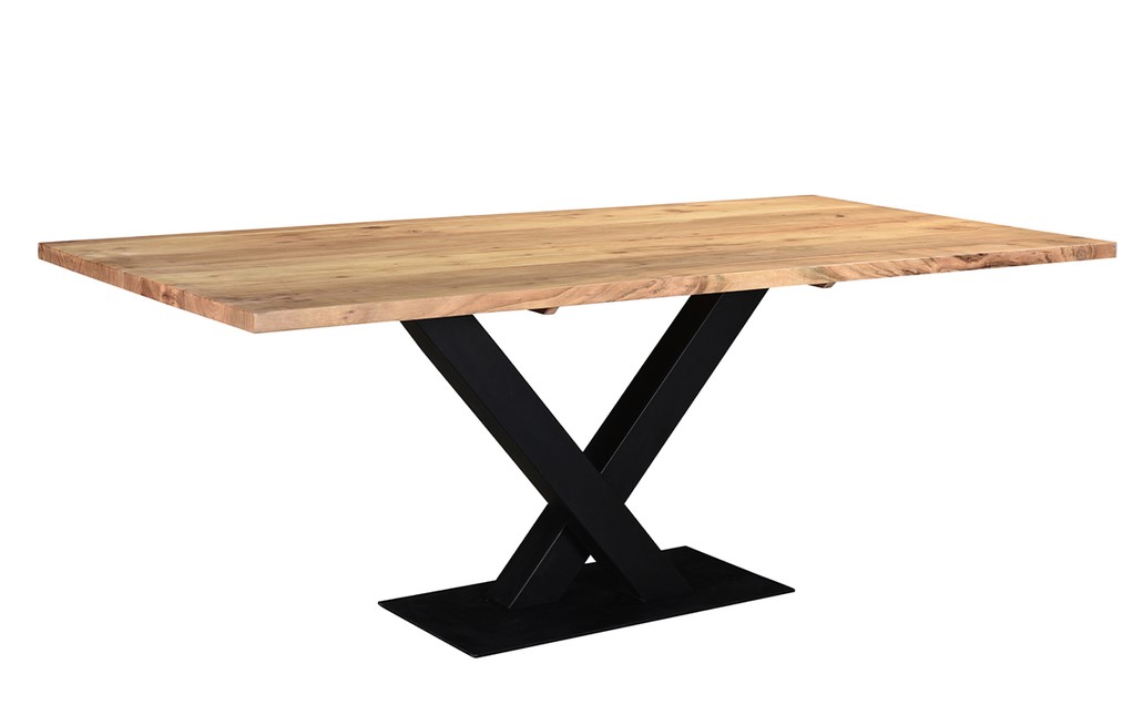 Table à manger industrielle rectangulaire VALLEY en acacia massif et métal noir