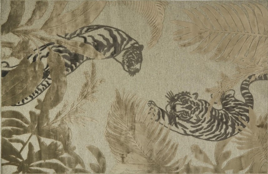 Tapis 160x230 cm NOGARA en laine et en viscose à motifs en reliefs beiges