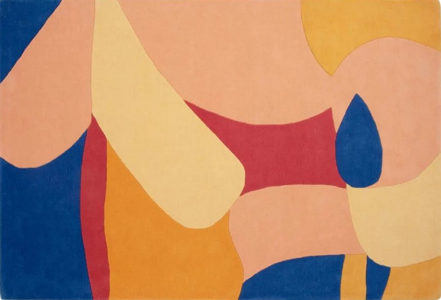 Tapis Tarana Maisons du Monde X Sakina M’Sa 160x230 cm graphique en laine bleu, jaune, rouge, orange et rose
