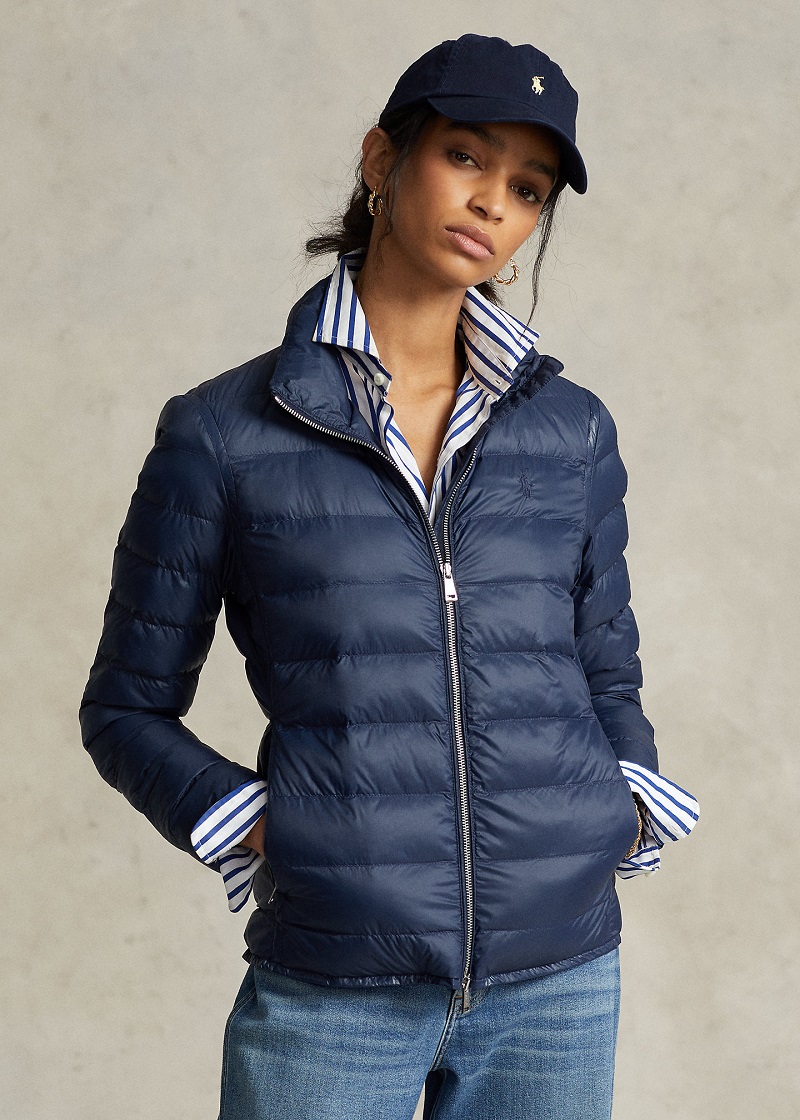 Polo Ralph Lauren Veste matelassée rangeable en taffetas Marine aviateur