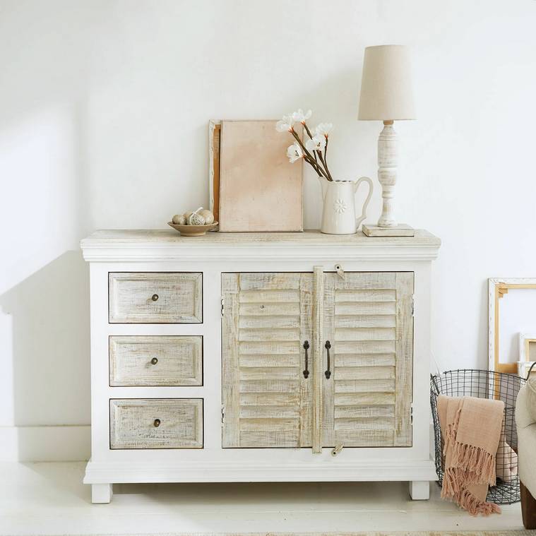 Commode NEVELLIQUE Bois de manguier blanc vieilli/marron vieilli - Loberon