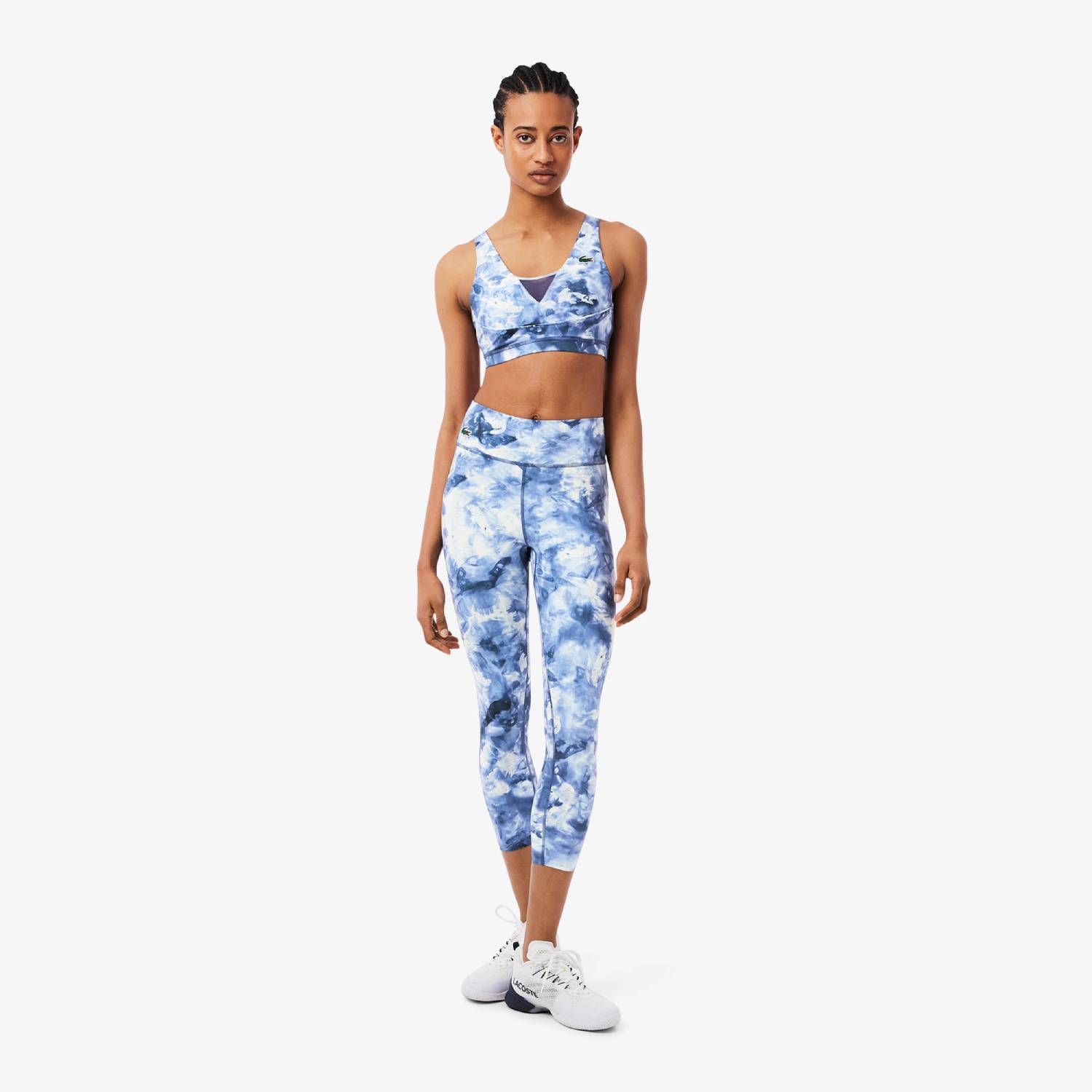 Legging Sport Ultra Dry Femme Lacoste stretch imprimé Violet/Bleu