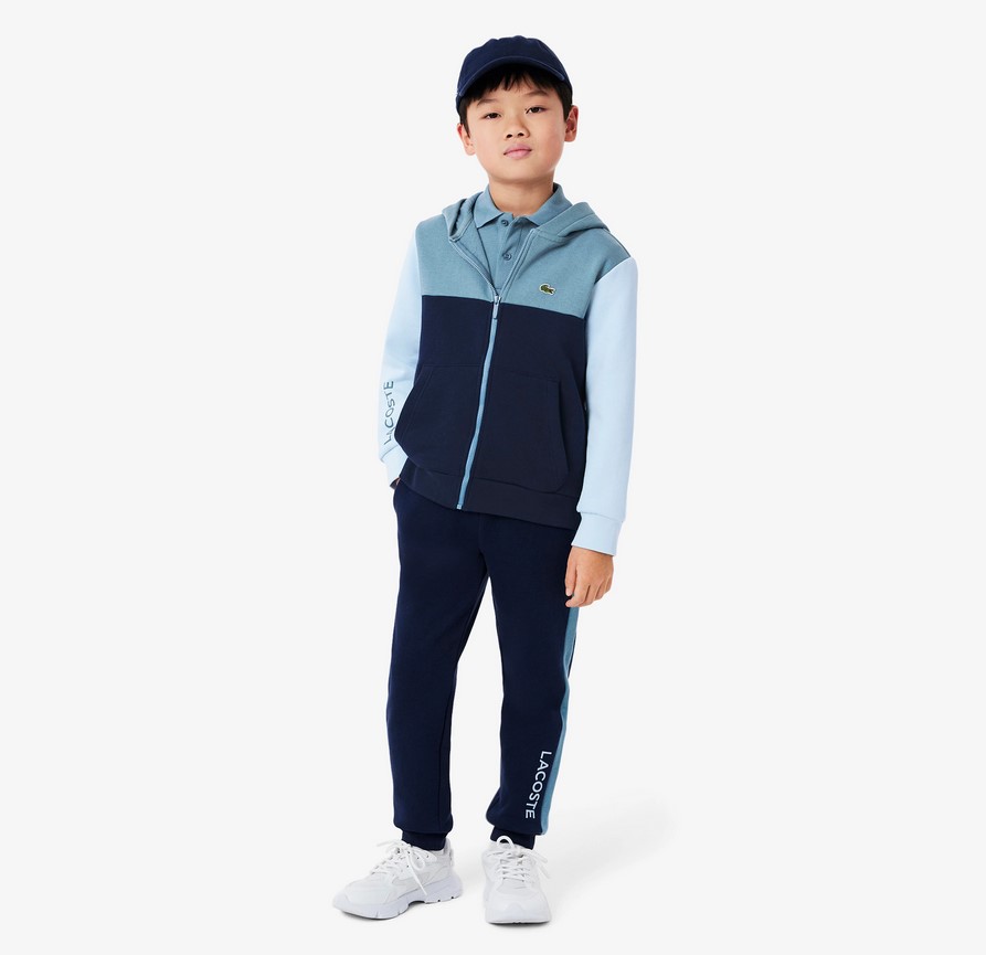 Sweatshirt à capuche color-block Enfants Lacoste Unisexe Bleu/Bleu Clair/Bleu Marine