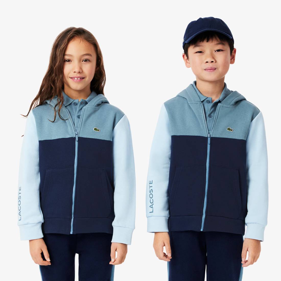 Sweatshirt à capuche color-block Enfants Lacoste Unisexe Bleu/Bleu Clair/Bleu Marine