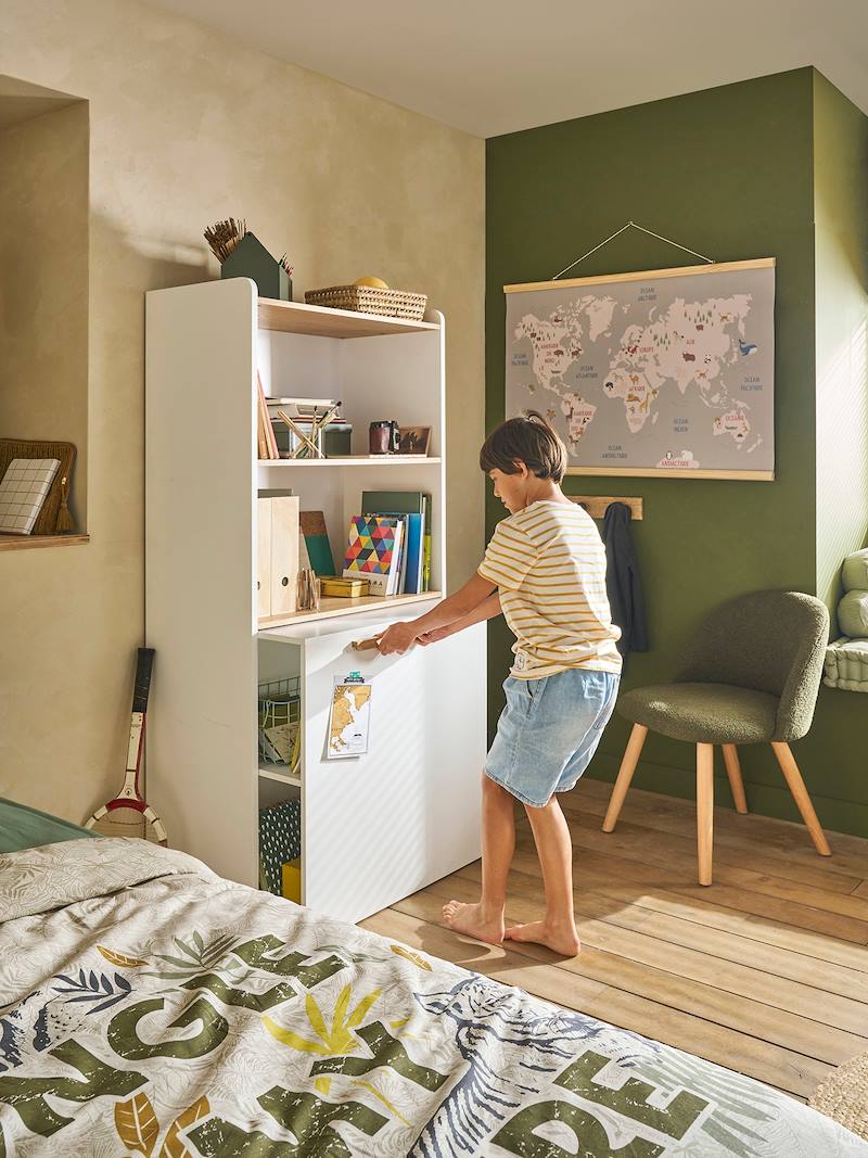 Bibliothèque MODULO avec bureau intégré blanc - Vertbaudet 