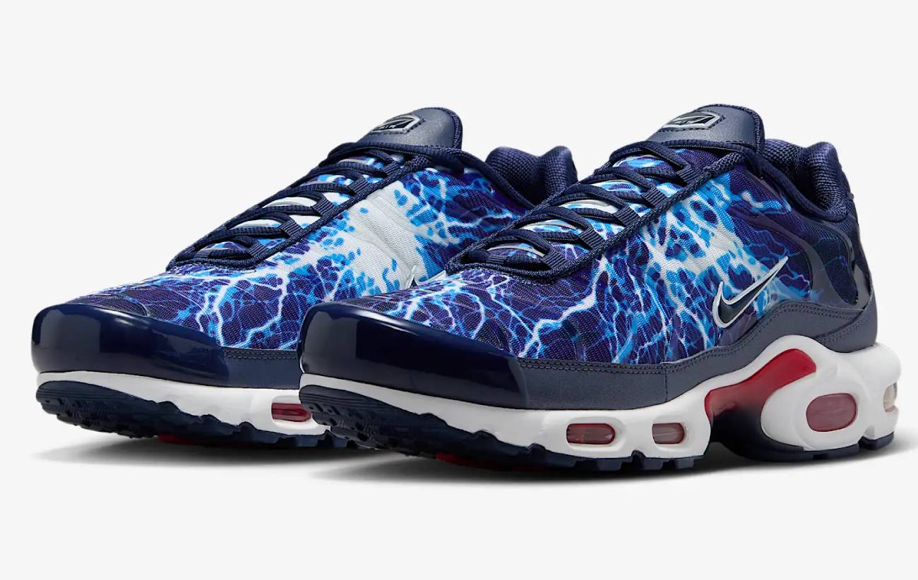 Nike Air Max Plus « Eclair Lightning » Baskets Basses Bleu marine nuit/Rouge salsa/Blanc pour Homme
