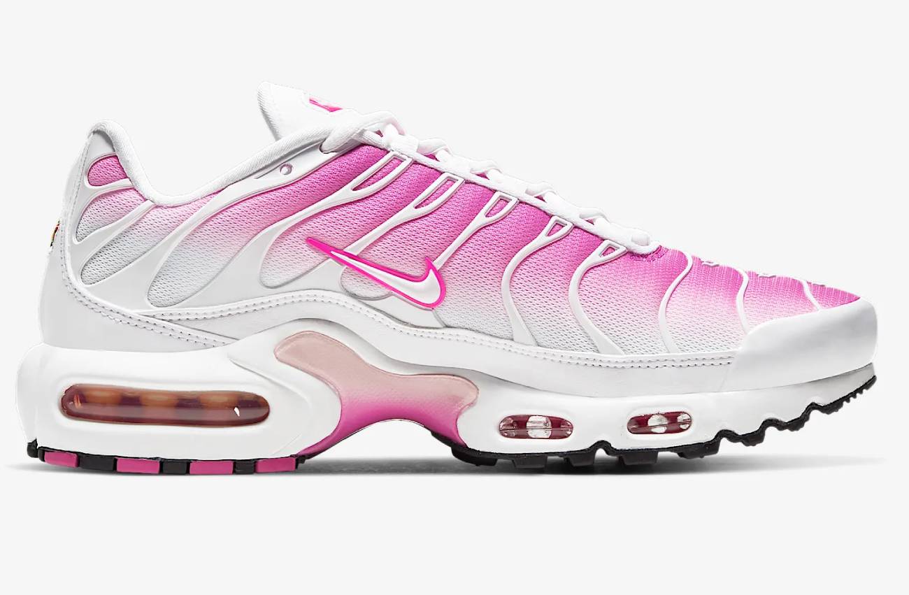 Nike Air Max Plus Baskets Basses Blanc/Rose mousse/Noir/Rose feu