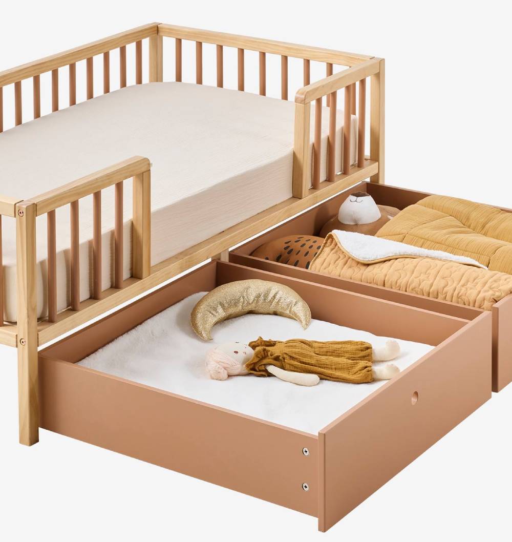 Lit enfant CACHE-RÊVES avec grands rangements 70x140 cm cannelle - Vertbaudet