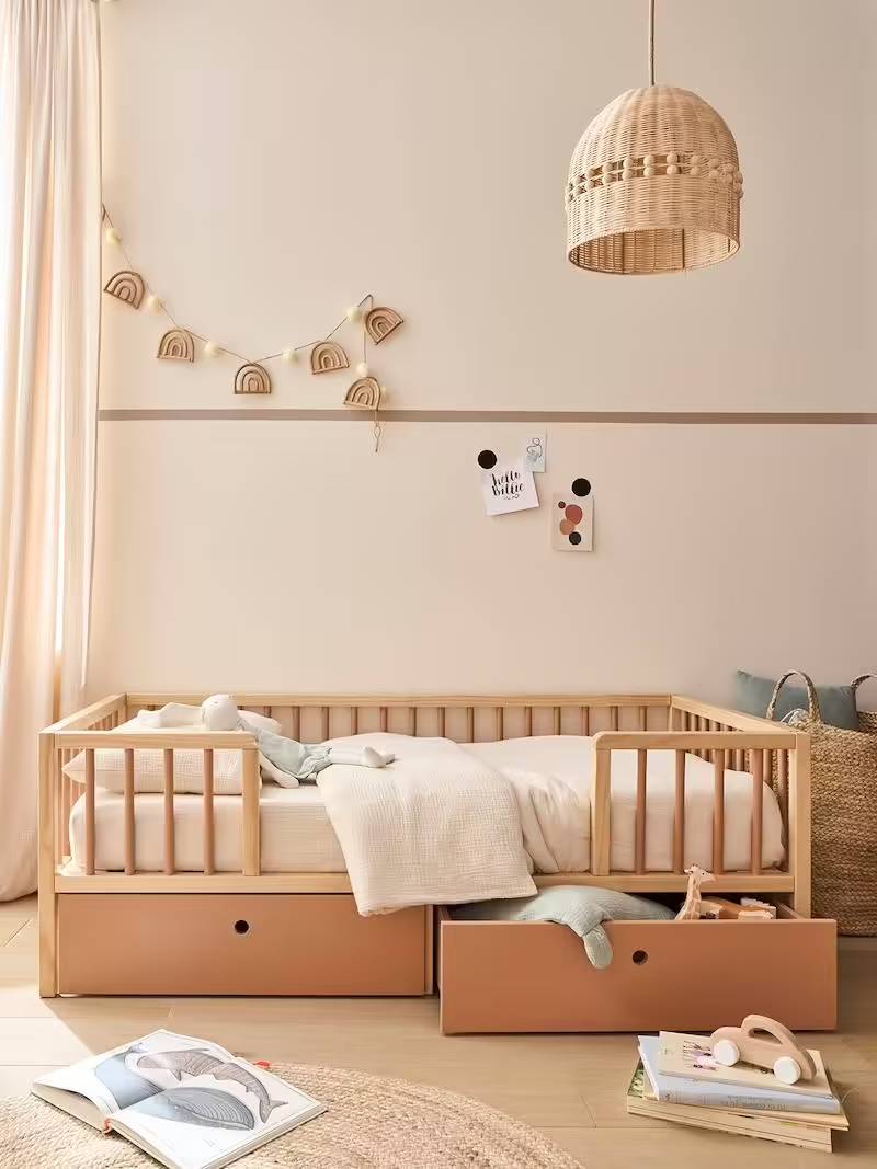 Lit enfant CACHE-RÊVES avec grands rangements 70x140 cm cannelle - Vertbaudet