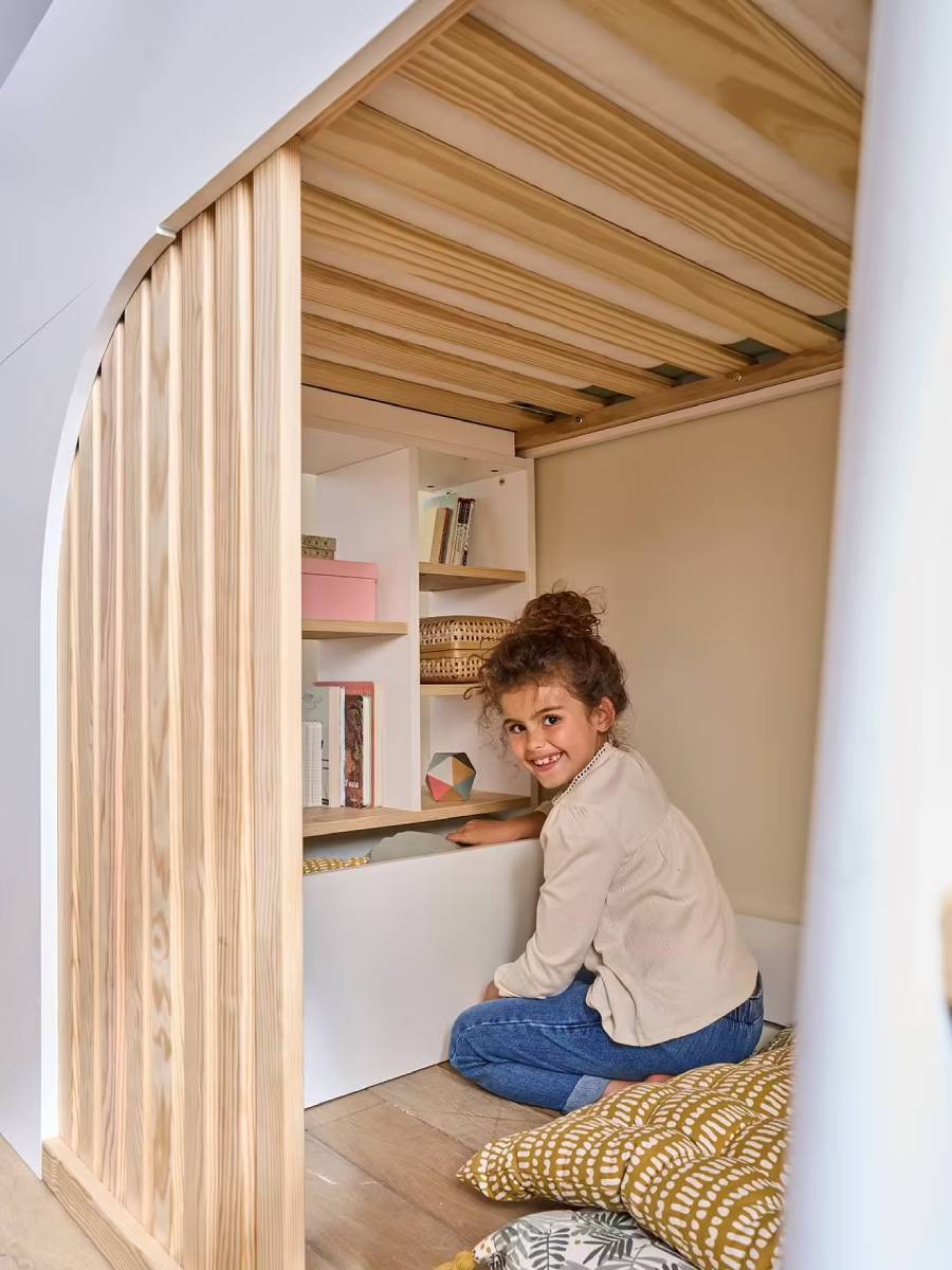 Lit mezzanine enfant PLAYFUL avec rangement vert - Vertbaudet