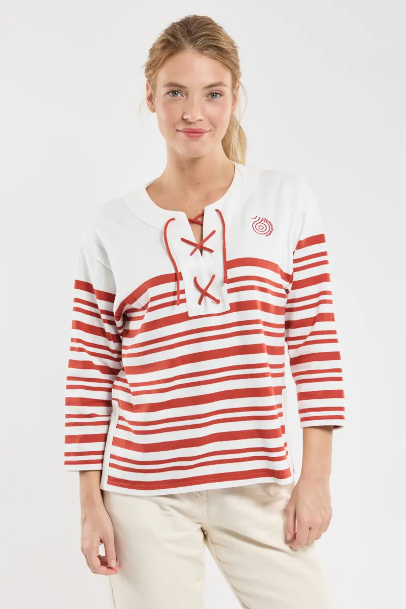 Pull marin léger Femme Armor-lux X Nolwenn Faligot Milk/Ketchup