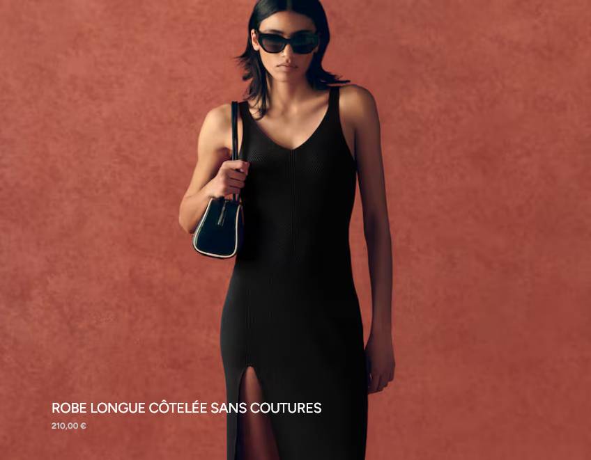 Robe longue côtelée sans coutures Femme Lacoste Noir