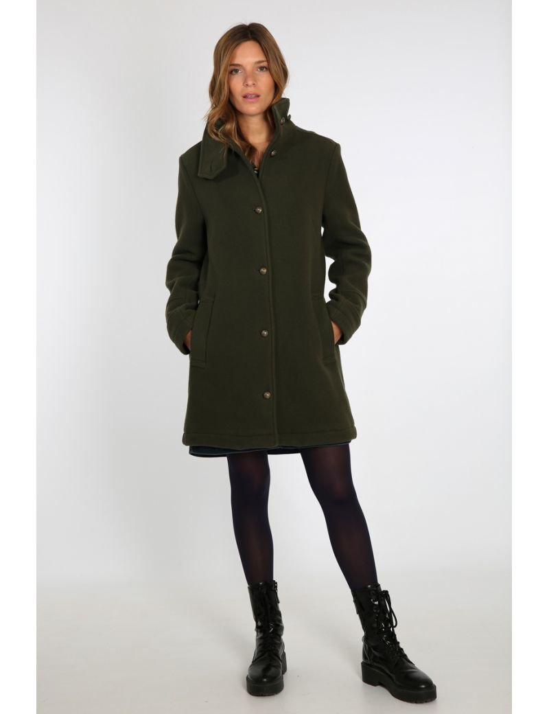 manteau laine kaki femme