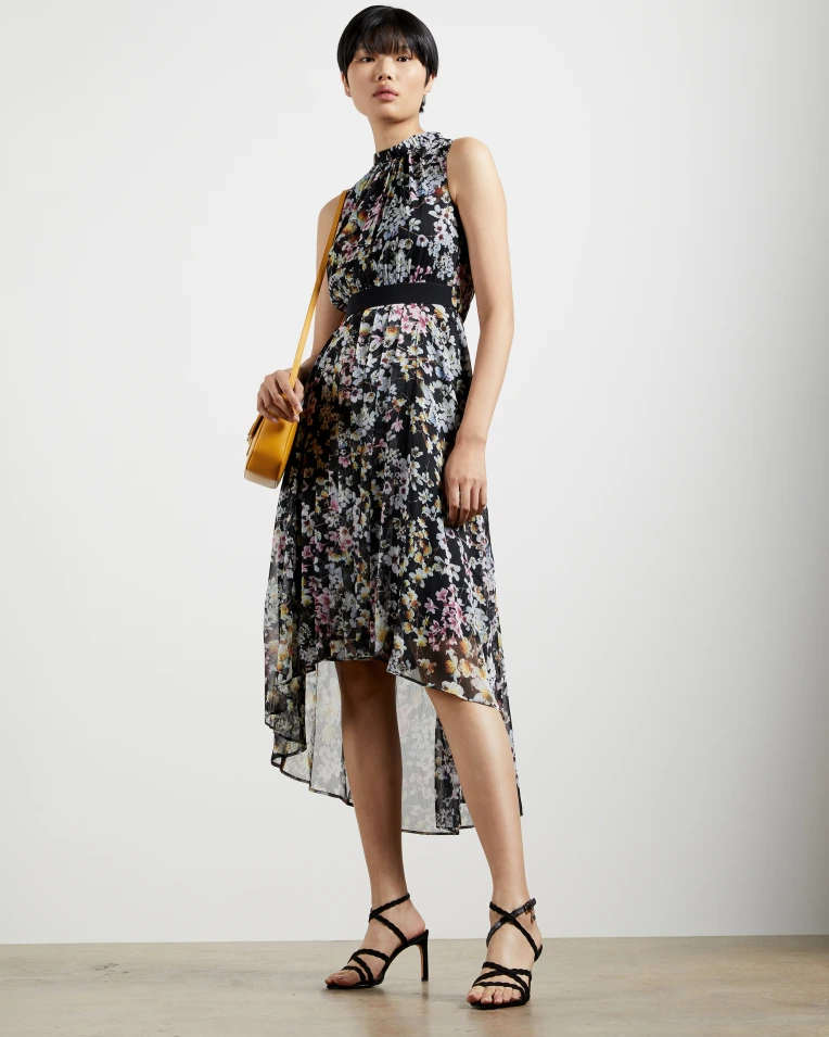 Ted Baker MALORIE Robe asymétrique imprimé Jasmine noir