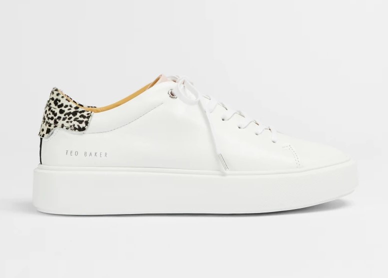 Ted Baker PIIXIEE Baskets en cuir détail motif léopard Blanc