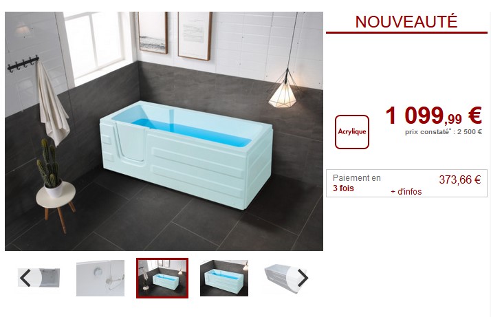 Baignoire d'angle avec porte SERVEE 235L 170*76*61cm angle gauche