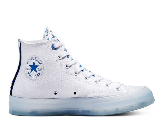 Converse blanche semelle bleu clearance