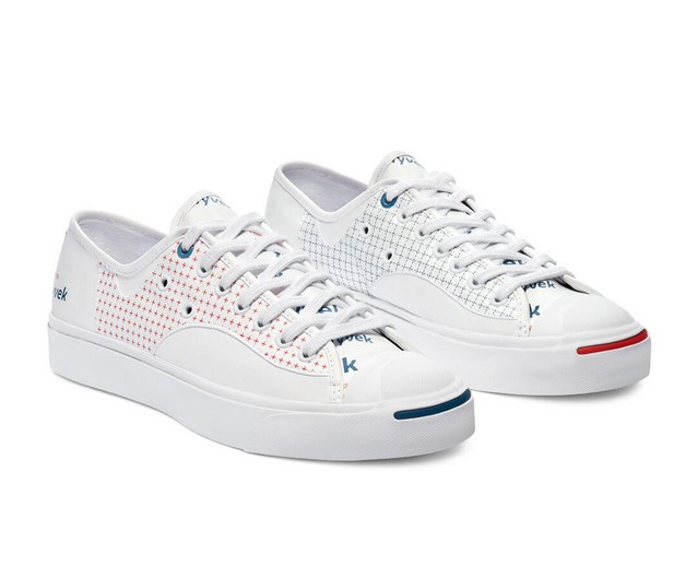 Converse Jack Purcell Rally avec Tyvek basse white/fiery red/princess blue