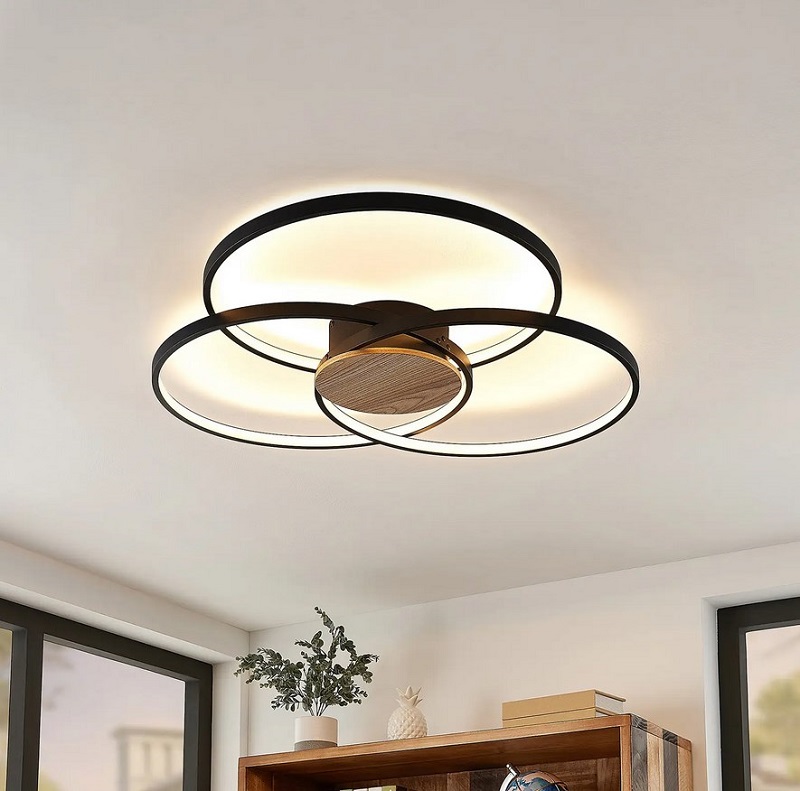 Lindby Riley plafonnier LED dimmable noir 