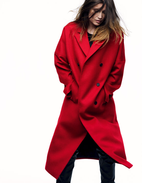 manteau mi long femme rouge