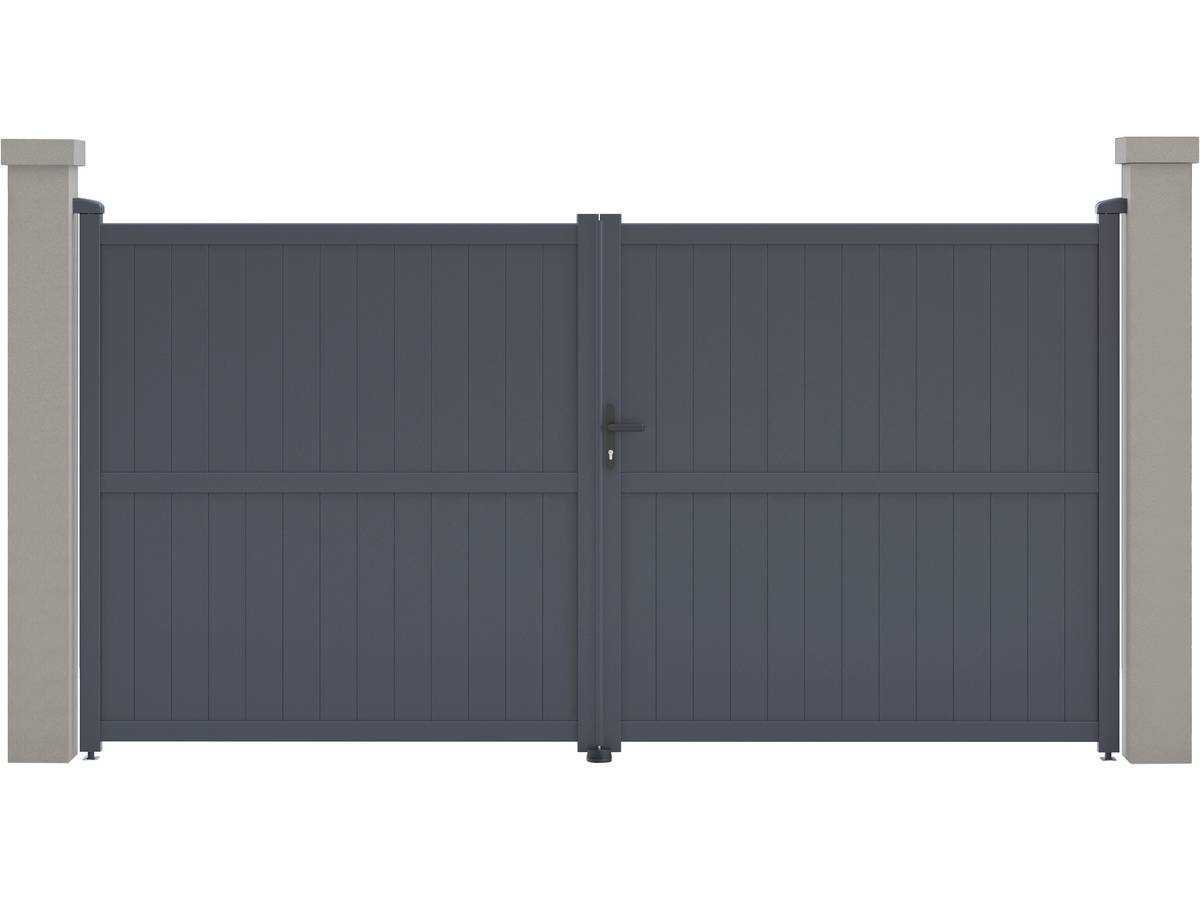 Portail aluminium Maurice 349.5 x 180.9 cm Gris