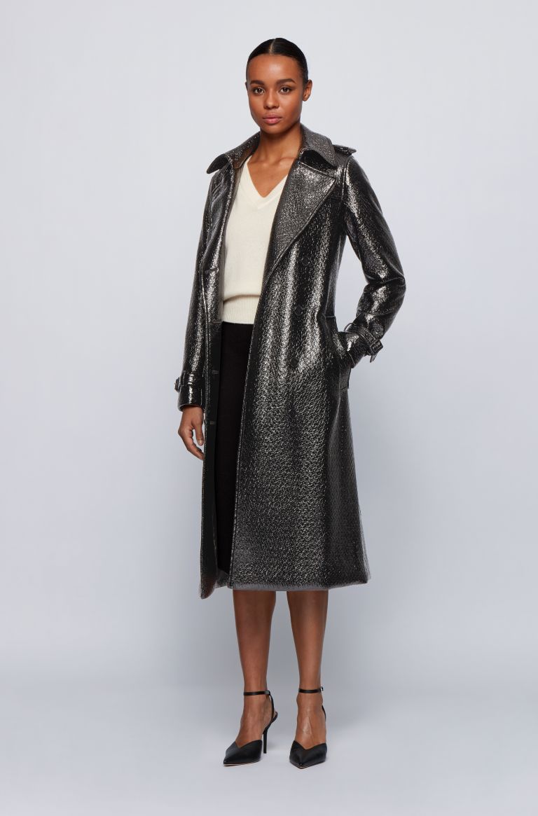 BOSS COMELINA Trench en similicuir laqué effet croco