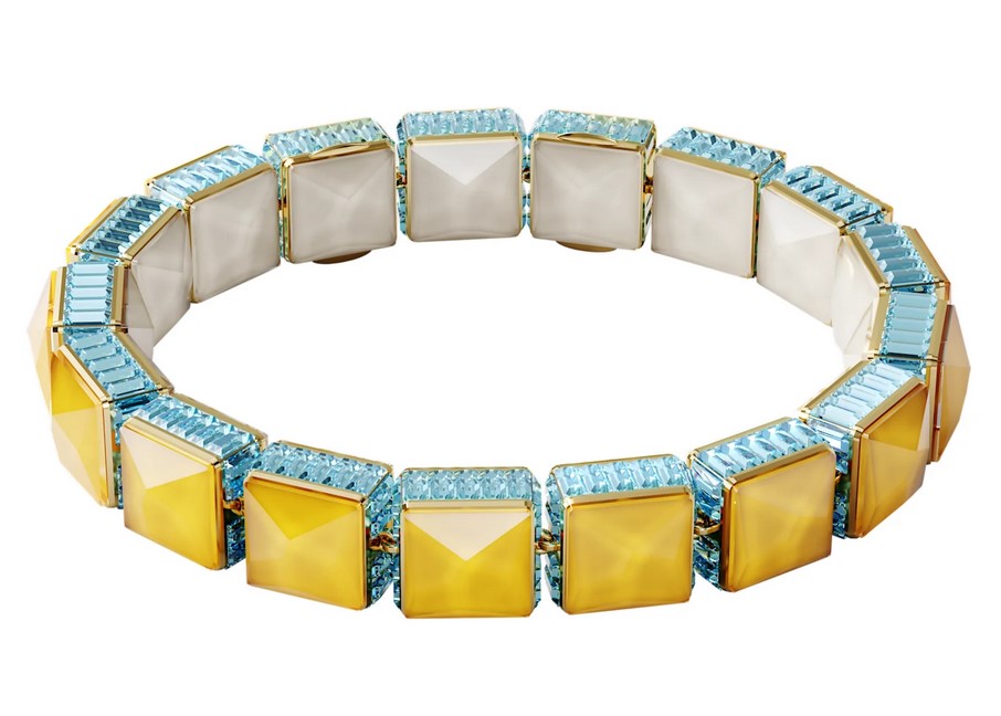 Bracelet Orbita Swarovski Cristal taille carré, Multicolore, Métal doré 