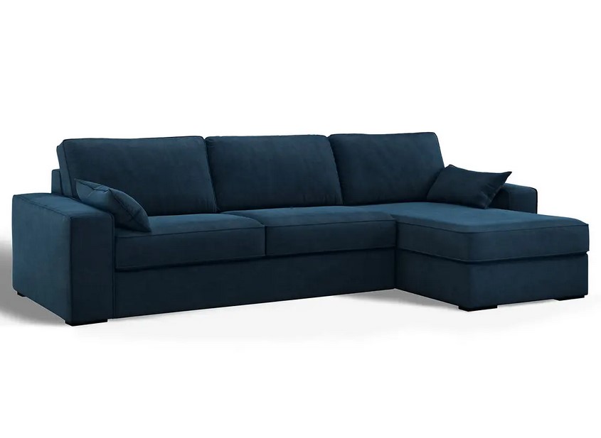 Canapé-lit d'angle Cécilia velours mousse Bleu De Prusse