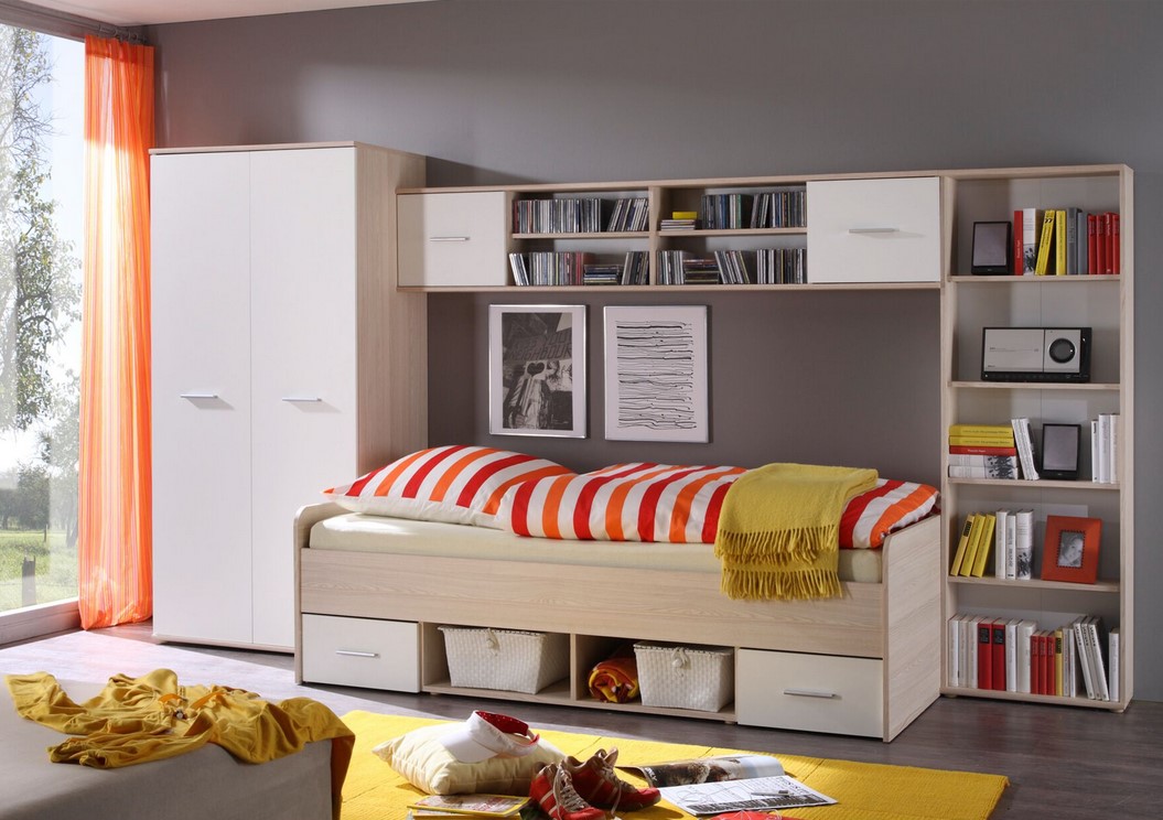 Chambre enfant complète COMPLETO lit + armoire+ étagère+ bibliothèque