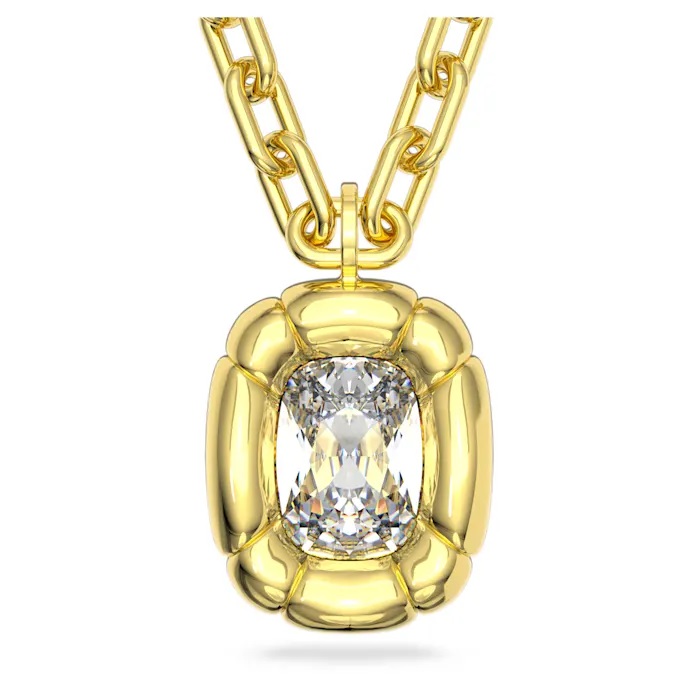 Pendentif Dulcis Swarovski Cristaux taille coussin, Jaune, Métal doré 