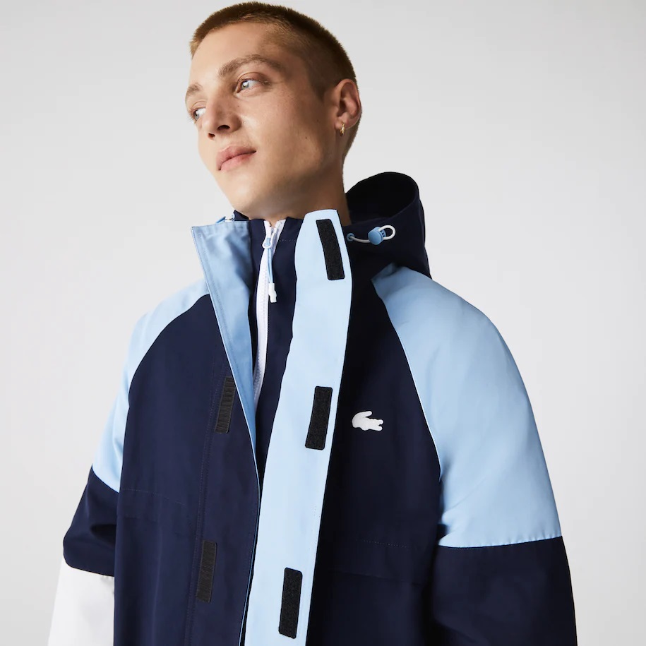 Blouson Héritage Lacoste color-block déperlant Bleu Marine/Bleu Clair/Bleu Marine/Blanc