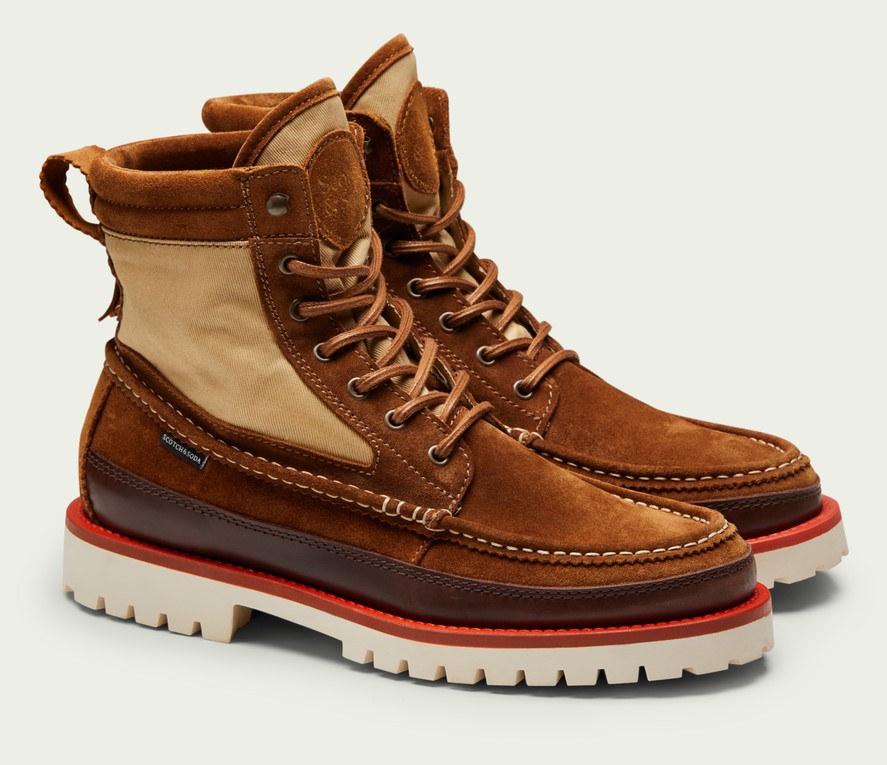 Scotch & Soda Bottines AVION en daim à tige rallongée cognac