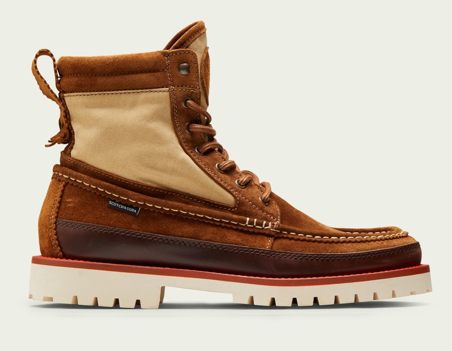 Scotch & Soda Bottines AVION en daim à tige rallongée cognac