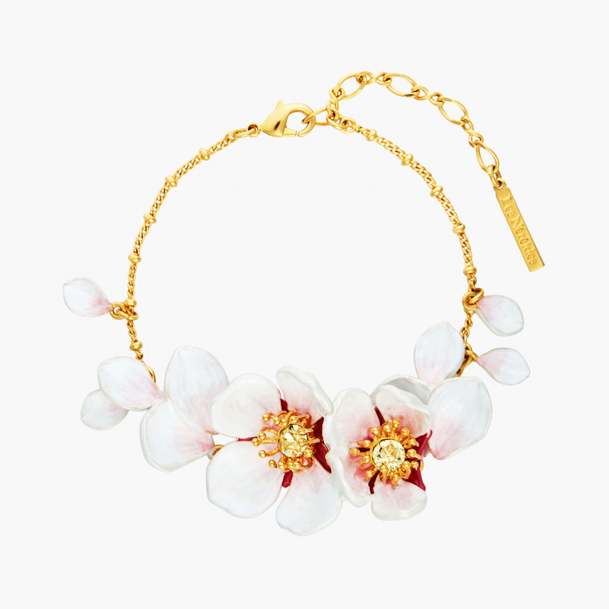 Bracelet Fin Fleurs blanches du Japon et pétales