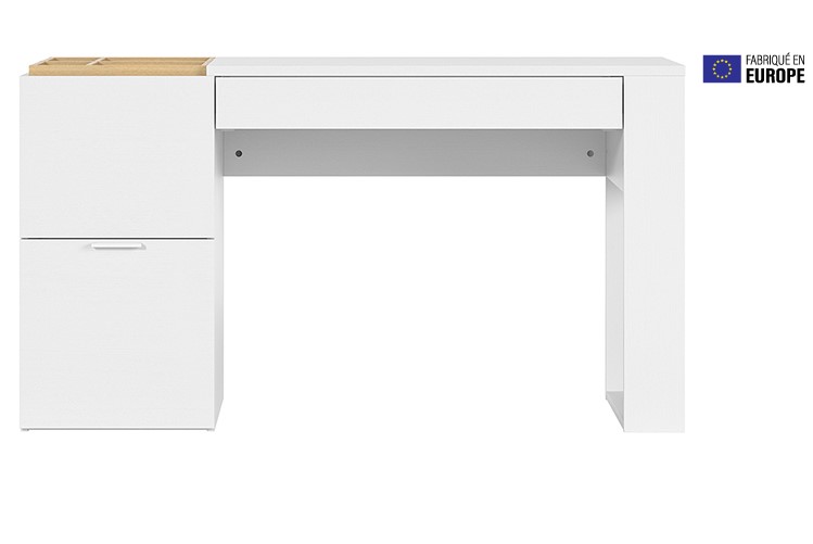 Bureau design OCTAVE avec rangements blanc et bois