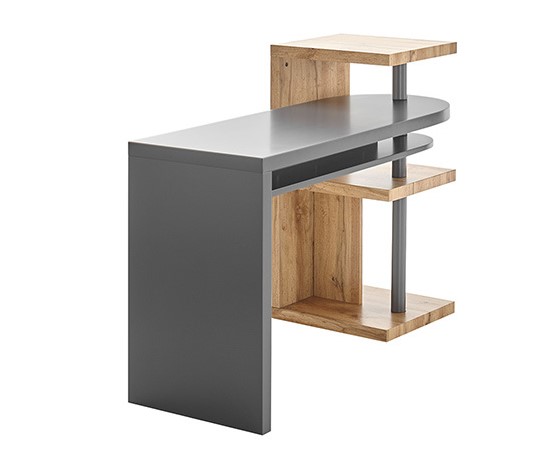 Bureau design modulable SWIPE avec rangements gris et bois