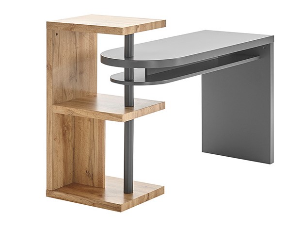 Bureau design modulable SWIPE avec rangements gris et bois